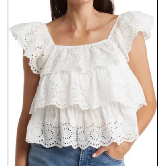 LIV LA Eyelet lace ruffle top - Picture 1 of 3